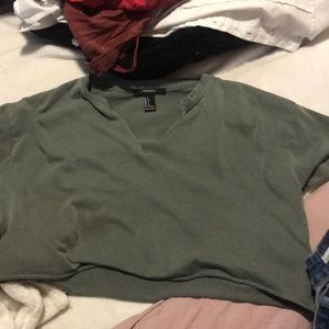 Army green crop top